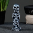 Фигурка гипс «Три черепа», состаренное серебро, 10×4хх4 см  (артикул 7664466)  большой выбор товаров оптом и в розницу по низким ценам с доставкой