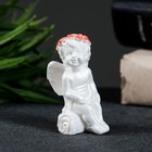 Фигура "Ангелочек сидит на бревне" перламутр, 6х4х4см - фото 6537163