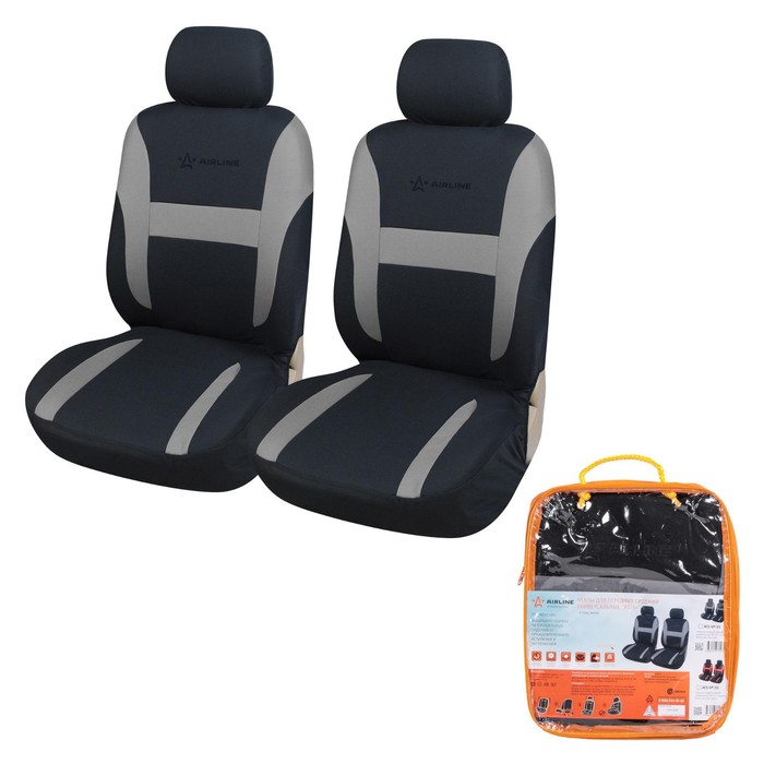 Чехлы для сидений универсальные RS-3+, на передние сиденья, велюр, черный/серый - Фото 1