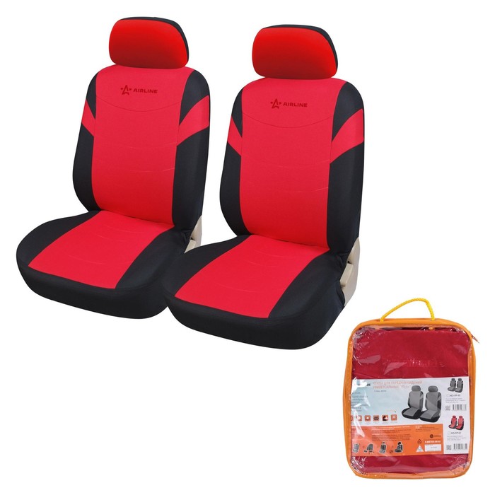 Чехлы для сидений универсальные RS-4+, на передние сиденья, велюр, черный/красный - Фото 1
