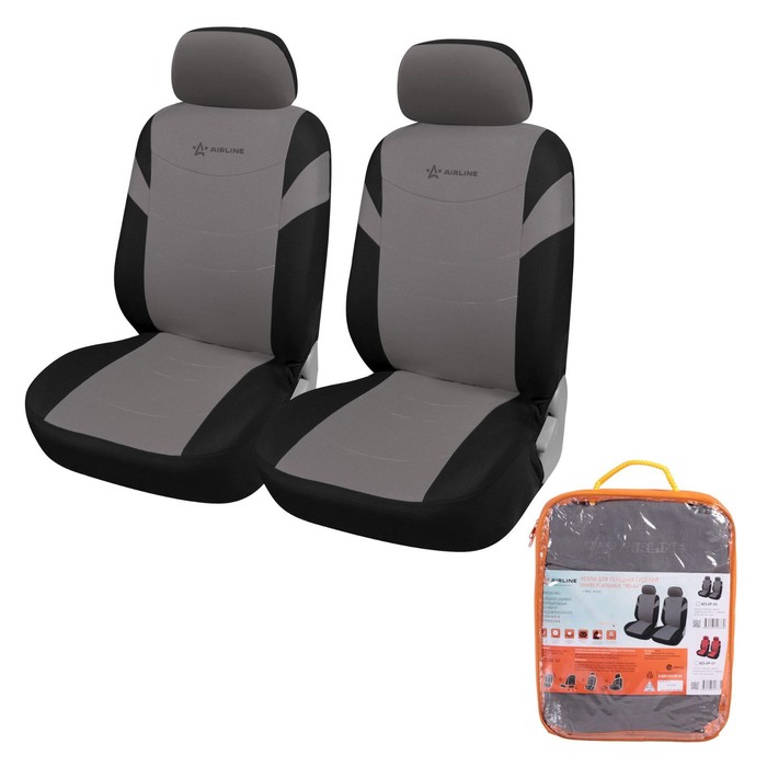 Чехлы для сидений универсальные RS-4+, на передние сиденья, велюр, черный/серый - Фото 1
