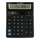 Калькулятор настольный большой 12-разрядный, SKAINER SK-777M, двойное питание, двойная память, 157 x 200 x 32 мм, черный - Фото 1