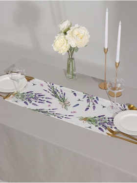 Дорожка на стол Этель Lavender 30×70 см, 100% хлопок, саржа 190 г/м², белая