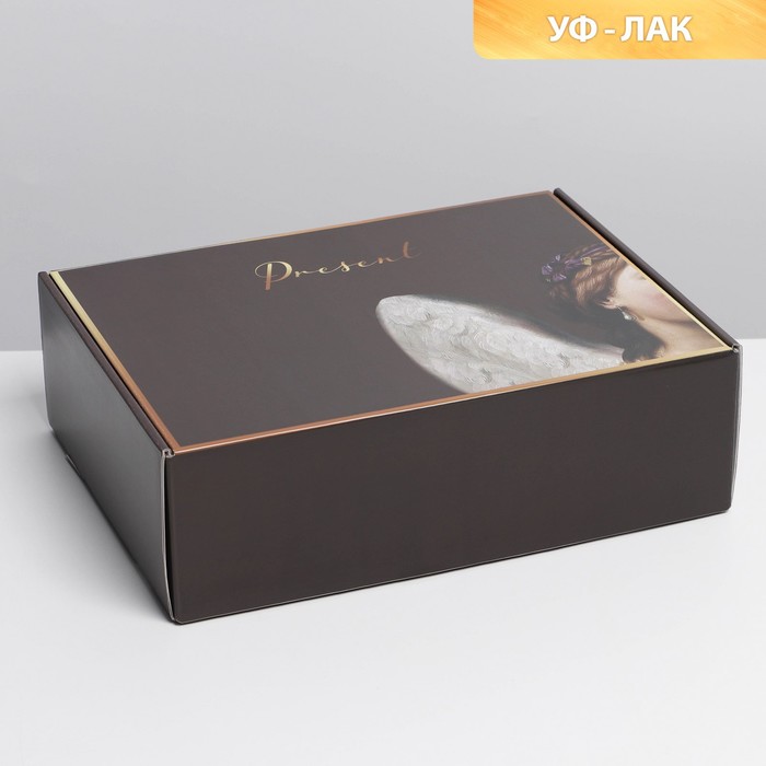 Коробка подарочная складная, упаковка, Present, УФ-лак, 30.5 х 22 х 9.5 см