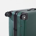 Чемодан серый 24", отдел на молнии, кодовый замок, 4 колеса, цвет тёмно-зелёный - фото 24423791