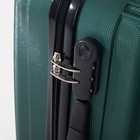 Чемодан малый 20", отдел на молнии, кодовый замок, 4 колеса, цвет тёмно-зелёный - фото 24149634