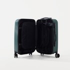 Чемодан малый 20", отдел на молнии, кодовый замок, 4 колеса, цвет тёмно-зелёный - фото 24149636