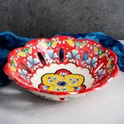 Фруктовница Риштанская Керамика "Цветы", 28 см, красная - фото 4344384