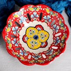 Фруктовница узбекская Риштанская Керамика «Цветы», 28×6 см, красная - Фото 2