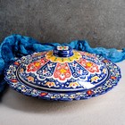 Блинница Риштанская Керамика "Цветы", 37 см, синий - фото 9561016