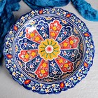 Блинница Риштанская Керамика "Цветы", 37 см, синий - Фото 3