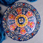 Блинница Риштанская Керамика "Цветы", 37 см, синий - Фото 4