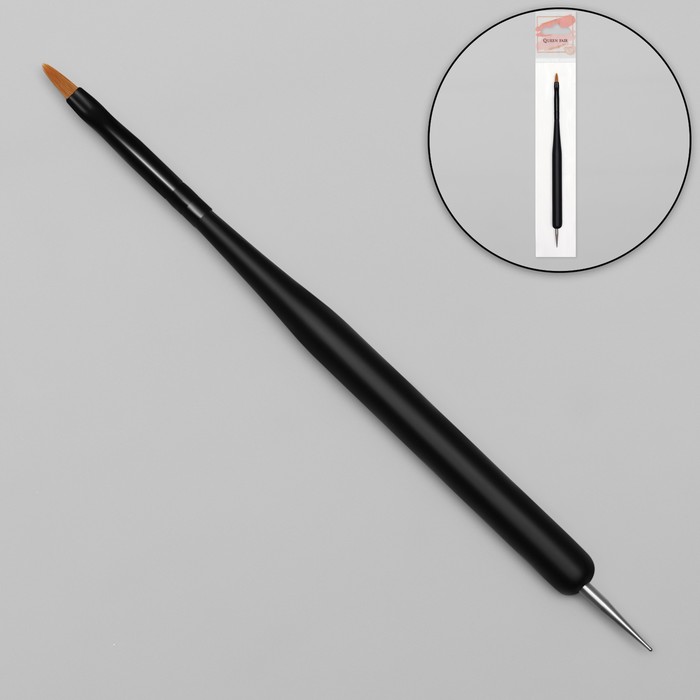 Кисть-дотс для дизайна ногтей, лепесток, 15 см, цвет матовый чёрный - Фото 1