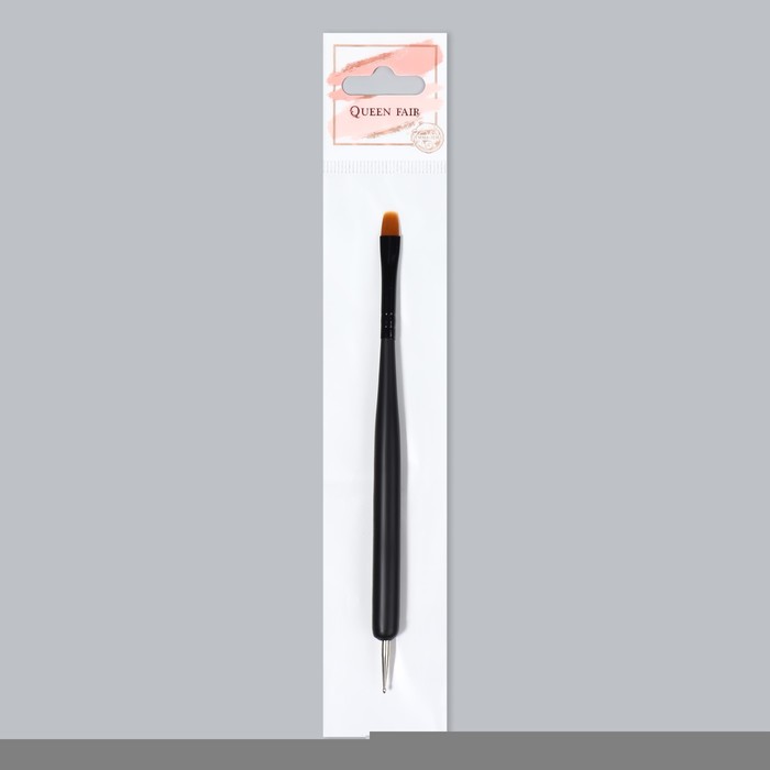 Кисть-дотс для дизайна ногтей, плоская, прямая, цвет матовый чёрный 26148