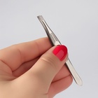 Пинцет для коррекции бровей, скошенный, узкий, 9 см - Фото 5