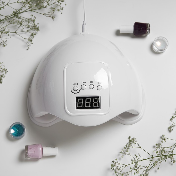 Лампа для маникюра Luazon LUF-01, UV/LED, 24 диода, 48 Вт, таймер, USB, белая - Фото 1