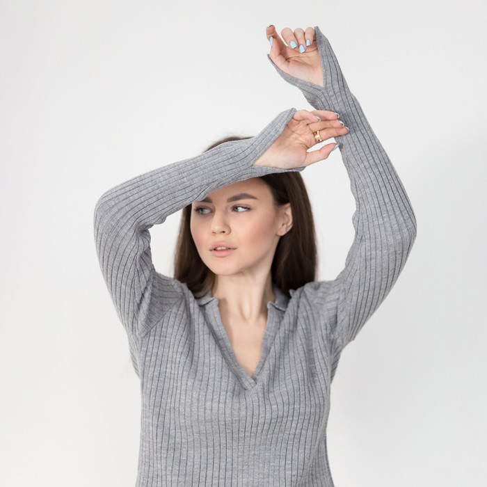 Джемпер с V-горловиной MIST, р. 48-50, серый 52806