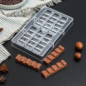 Форма для шоколада и конфет «Киндер», 14 ячеек, 20×12×2,5 см, ячейка (8,3×2,1×1,2 см)