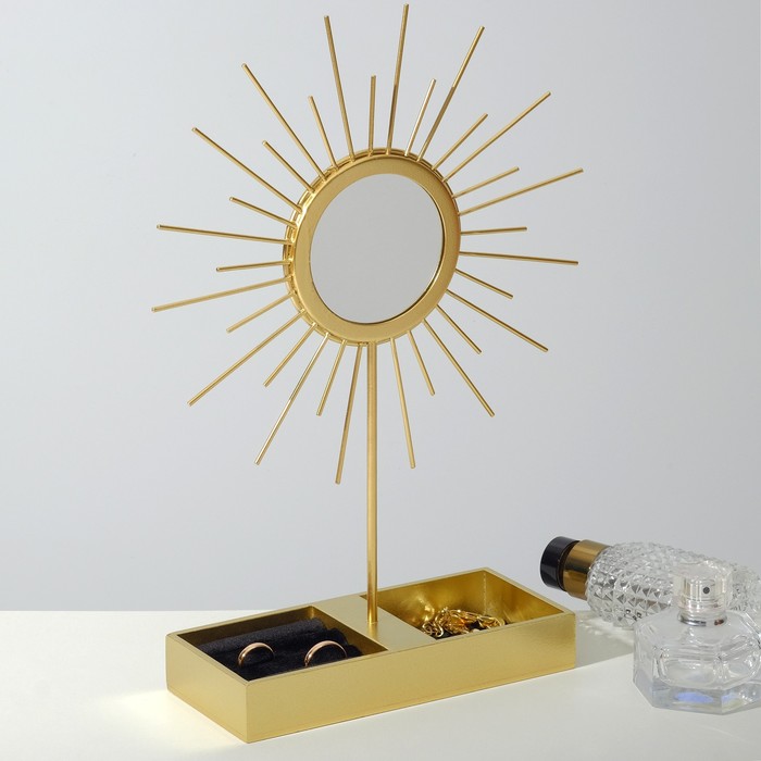 Подставка для украшений «Солнце» 18×8×31, зеркало, цвет золотой - фото 1911680485