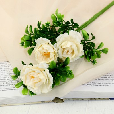 Цветы искусственные«Пион ветка», d=6 см, h=36 см, молочные