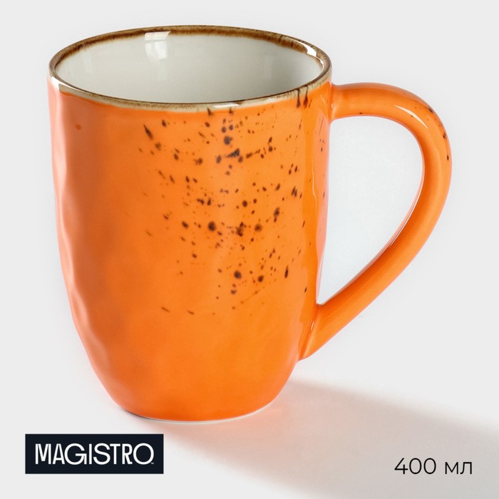 Кружка фарфоровая Magistro «Церера», 400 мл, цвет оранжевый - Фото 1