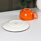 Чайная пара фарфоровая Magistro «Церера», 2 предмета: чашка 250 мл, блюдце d=16,3 см, цвет оранжевый - Фото 4