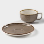 Чайная пара фарфоровая Magistro «Церера», 2 предмета: чашка 250 мл, блюдце d=16.3 см, цвет коричневый - Фото 2