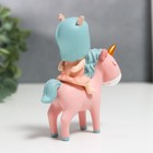 Фигурка полистоун «Малышка с оленьими рожками верхом на единорожке», 10.5×9×3.5 см - фото 21481336