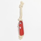 Игрушка "Весёлая сосиска на верёвке" для собак, 14 см - фото 6538557