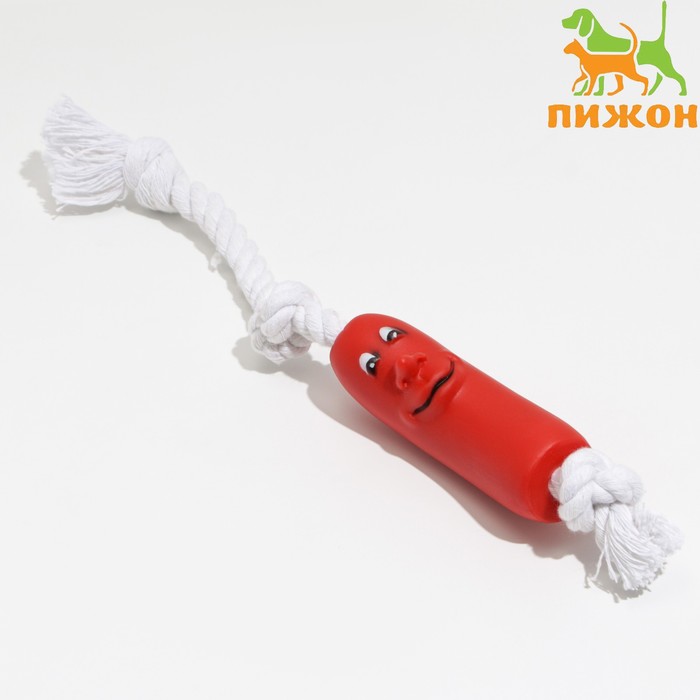 Игрушка "Брутальная сосиска на верёвке" для собак, 14 см - Фото 1