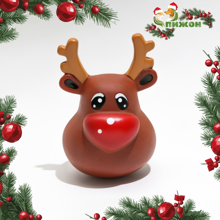 Игрушка для собак пищащая «Олень», виниловая, 10.5×7 см - Фото 1