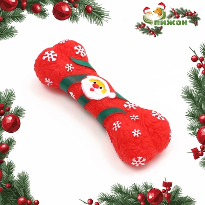 Игрушка для собак пищащая «Новогодняя кость», виниловая, 18×5.6×4 см