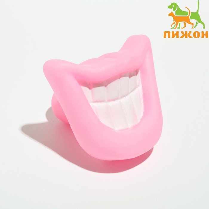 Игрушка пищащая "Улыбка" для собак, 9 см, розовые губы - Фото 1