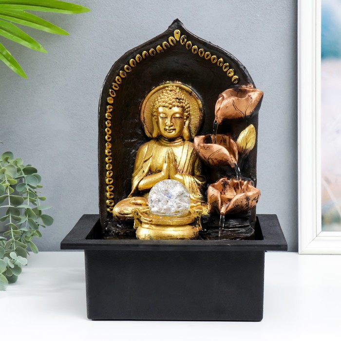Фонтан настольный от сети &quot;Верховный Будда у фонтана&quot; золото 35х25х20 см
