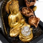 Фонтан настольный от сети "Верховный Будда у фонтана" золото 35х25х20 см - фото 6538665