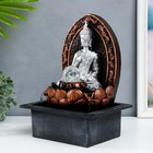 Фонтан настольный от сети, подсветка "Будда в арке у лотоса" серебро 35х25х20 см - фото 6538677