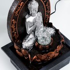 Фонтан настольный от сети, подсветка "Будда в арке у лотоса" серебро 35х25х20 см - фото 6538679
