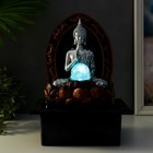 Фонтан настольный от сети, подсветка "Будда в арке у лотоса" серебро 35х25х20 см - фото 6538681