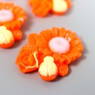 Декор для творчества пластик "Ромашка, роза и божья коровка" оранж 3,1х3,6 см - фото 295469915