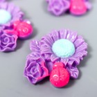 Декор для творчества пластик "Ромашка, роза и божья коровка" фиолетовый 3,1х3,6 см - фото 295469927