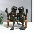 Сувенир полистоун "Два лягушонка с бокалами, на скамейке" 20х16х21 см - фото 318772205