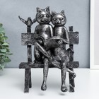Сувенир полистоун "Два котика с книгой, на скамейке" серебро 23,5х16х17 см - фото 3512374