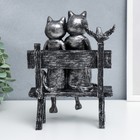 Сувенир полистоун "Два котика с книгой, на скамейке" серебро 23,5х16х17 см - фото 23613327