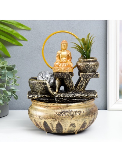 Фонтан настольный «Будда с цветком», от сети, 16×16×22 см