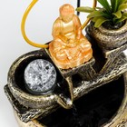 Фонтан настольный "Будда с цветком" 16х16х22 см - фото 8872215