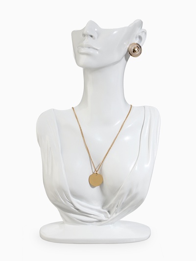 Бюст для украшений QF, 18×8×32 см, отверстие в ухе, белый