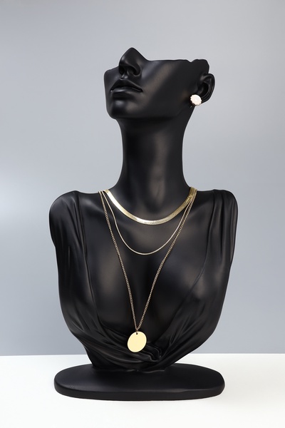 Бюст для украшений QF 18×8×32, отверстие в ухе, чёрный