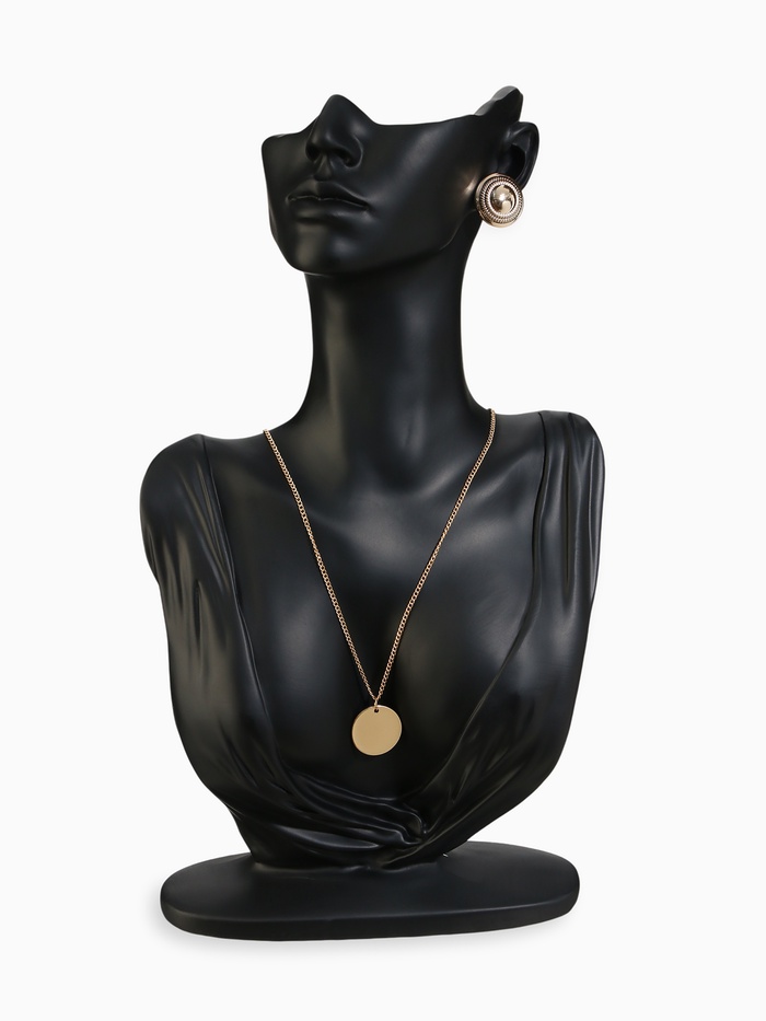 Бюст для украшений QF, 18×8×32 см, отверстие в ухе, чёрный - Фото 1