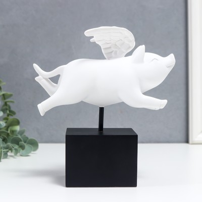 Сувенир полистоун "Белый свин с крыльями" 18х8х17 см