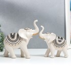 Сувенир полистоун "Индийские белые слоны с узором на попоне" н-р 2шт 18х7х17 21,5х8,5х21 см   735554 - фото 2089751